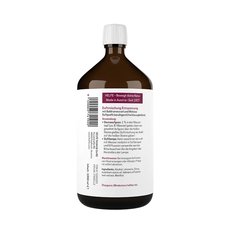 HELFE Duftmischung Entspannung 1000ml Hinteransicht